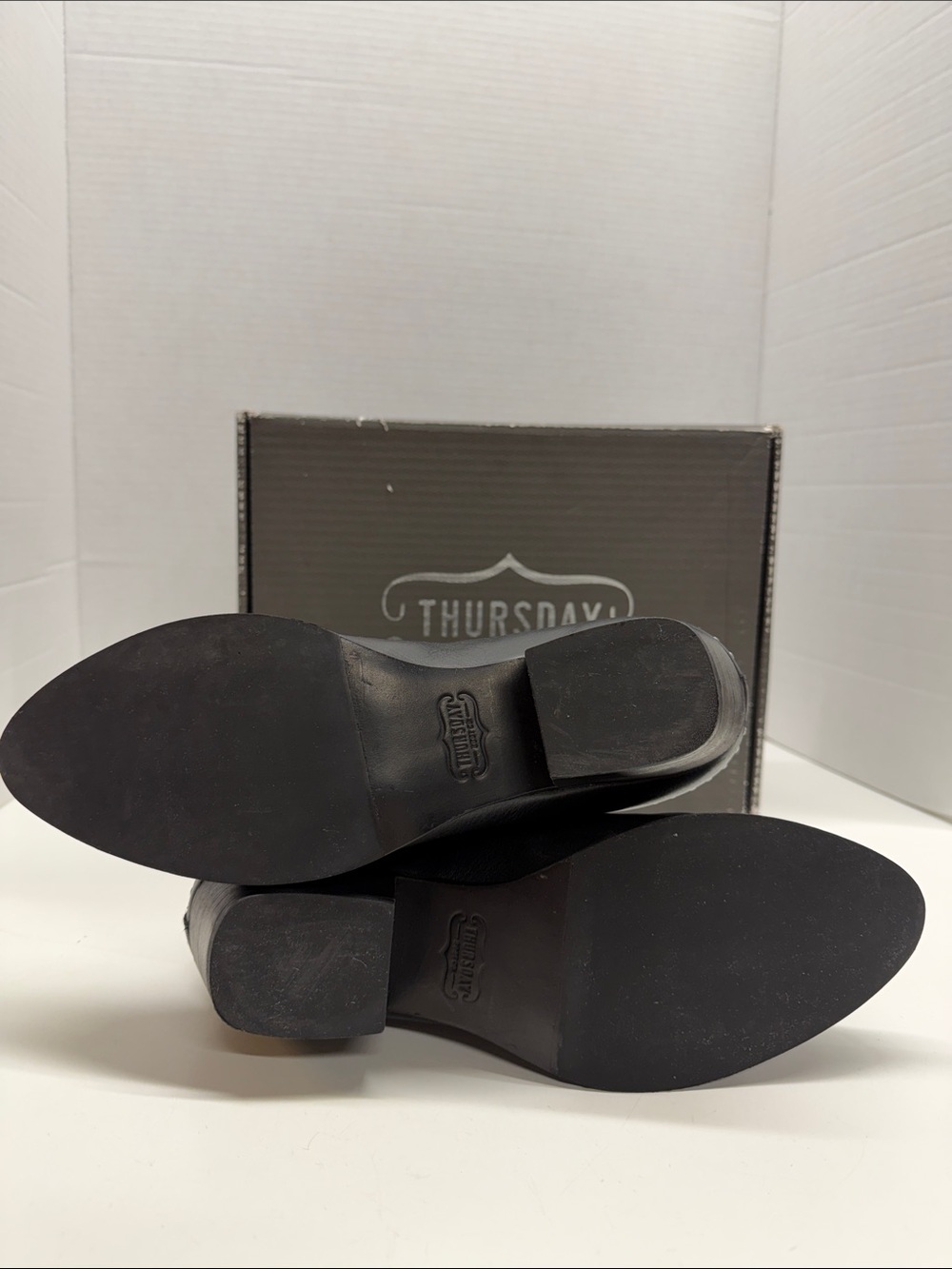 Thursday Boot Co Rein Ankle Boots Leather Studded Booties Back Zip Black Size 8 - Picture 6 of 8